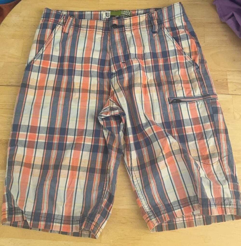 Lee Dungarees Boys Plaid Loose Fit Cargo Shorts Size 16 Regular